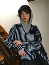 Cebu striped V-neck knit (2color)