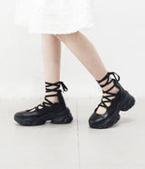 Plum Lace-up Strap Platform Sneakers