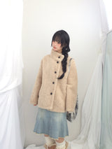 highneck puffy fur jacket