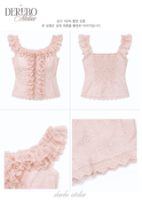 Peach Chiffon Frill Blouse