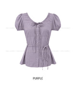 May Ribbon Pintuck Puff Blouse
