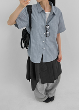 [MADE] Robyou Loose Fit Striped Short Sleeve Shirt