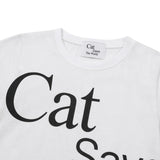 Cat Save The World クロップTシャツ (Black, White)