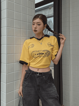 ロマンストラックカラー半袖Tシャツ