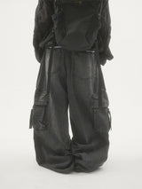 Drop buckle cargo denim pants -2C