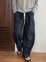 [Unisex] Linen stripe banding pants(2color)