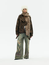 Emoha Y2k The must-have leopard print fur scarf for the popular hot girls in Shibuya