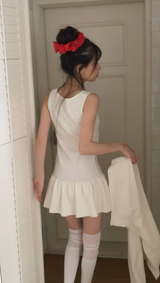 [♡MADE♡] トーンデューニットフレアワンピース + ソフトカーディガンセット