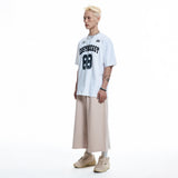 Cut-off wide bermuda sweatpants - BEIGE