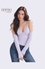 Lavender Sleeve Cardigan Two-Piece Long-Sleeve Top