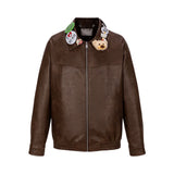 13DE MARZO Badge Leather Jacket