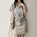  Marty Side Shirring String Short Sleeve Shirt