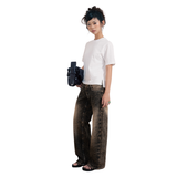 Tiberinus - Hipbone Jeans - Ultra-Low Rise Wide Straight-Leg Jeans - Rocky Black - 18 cm Rise - 25 cm Leg Opening - Low-Rise Fit