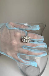 White silver balls ring