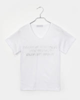 サチン シルバーレタリング ラウンド 半袖Tシャツ