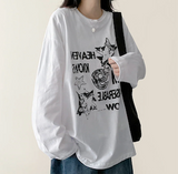 オッドビンテージプリンティドボクシー長袖Tシャツ