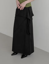 Scar Drape Layered Wrap Long Skirt