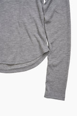 Summer U-neck Ribbed Long Sleeve