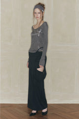 CUT-OUT LONG SKIRT black