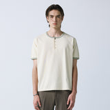henley neck concho ringer t-shirt cream