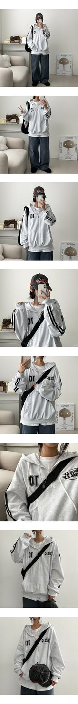 Double Track Half Zip-Up Hoodie