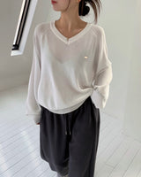 [MADE] Silhouette, summer V-neck loose fit knit
