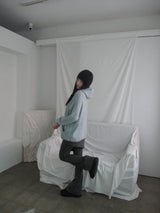 high-neck knit hoodie