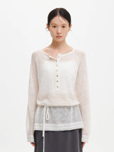 HAIRY DIA SHEER KNIT PULLOVER 