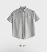 Look グラスナチュラルシアーサッカーストリッピードコットンオーバーサイズシャツ