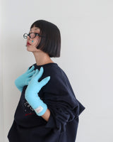 Patch Finger Slit Long Gloves