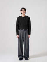 26SS★ Textured Henley Neck Long Sleeve T-Shirts