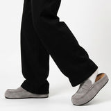 Suede Loafer Slides Gray