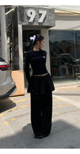 ボウラインラウンド長袖ニットTシャツ