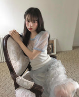 riot floral puff organza bl