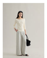 loose-fit high-waisted straight denim pants