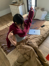 ジェニーンオーバーレイヤーシャーリングニット