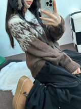 ウール🧸 アンゴラスノーフラワーロウンフニット❤🤎🩵💙4カラー