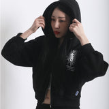 CHRYSTHEMUM HOODIE ZIP UP (BLACK)