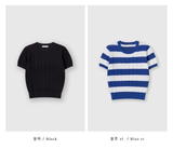 スローケーブルラウンド半袖ニット / 10 colors