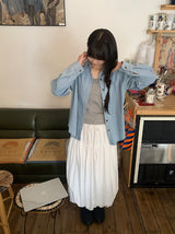 Lehiji Banding Check Balloon Long Skirt