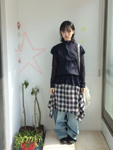flared check skirt