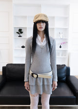 [Sepia] レオパードハンチングキャップ (Gray/Beige)