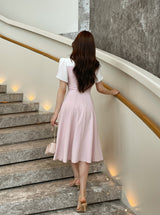 26SS★ Michelle Tie Color Matching Tulip Flare Long One Piece
