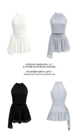 Romang Semi-Halterneck Blouse Ops