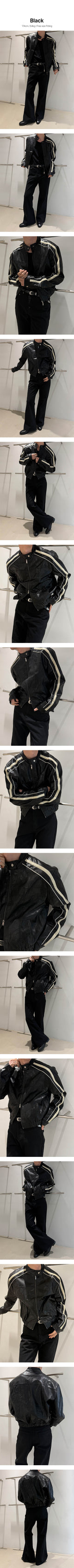 [CROP ITEM] Biker line leather jacket