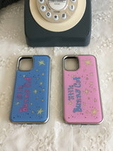 Little Bunny Cat Glass Silver Bumper Case ( Blue )
