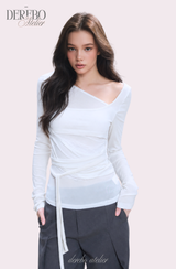 Thai wrap strap long-sleeve T-shirt