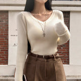 [BELLIDE MADE] River, Vネックスリムベーシックロングスリーブニットウェア