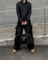 Kale Panel High-Neck Leather Jacket