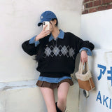 [BELLIDE MADE] ルーズフィットアーガイルVネックニットウェア